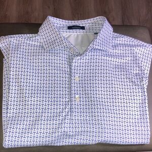 Turtleson White & Blue Golf Polo with Martini Glasses Mens Large